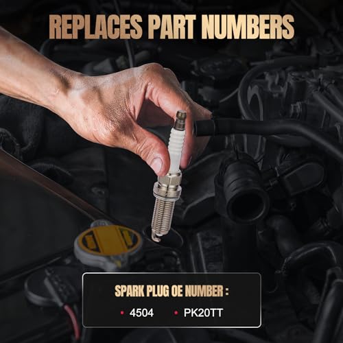 Image of Set of 6 Iridium Spark Plugs 4504 Compatible with Dogde Dakota Durango Nitro Ram 1500 Commander Grand Cherokee Liberty Raider 3.7L 4.7L V6 V8 Engine Replacement for PK20TT 4504 Spark Plug