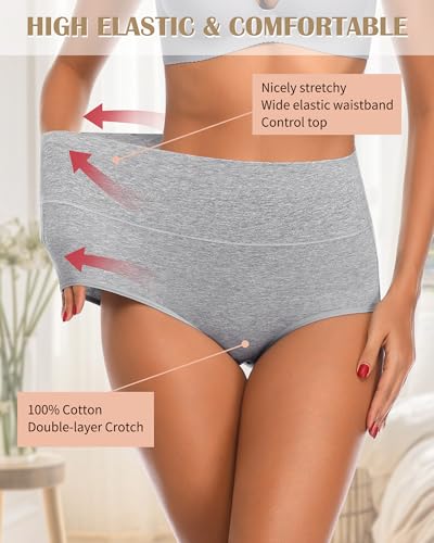 CULAYII Tummy Control Underwear Womens High Waisted Cotton Panties Breathable Full Coverage Postpartum Ladies Briefs3