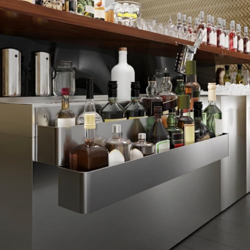 Image of 36 in. Double Tier Stainless Steel Speed Rail Rack for Commercial Bars, NSF