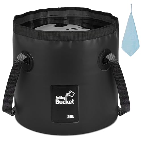Flintronic Outdoor Faltschüssel 12L/20L, Outdoor Falteimer, Faltbarer Fischeimer, Aus Langlebigem Planen Gewebe, Als Waschschüssel, Spülwanne, Spülschüssel