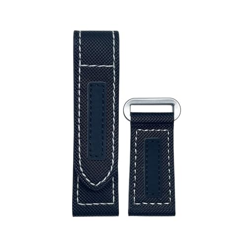 Bracelet de montre en tissu Nylon 24mm Panerai Luminor PAM01118 toile noire bleue cuir