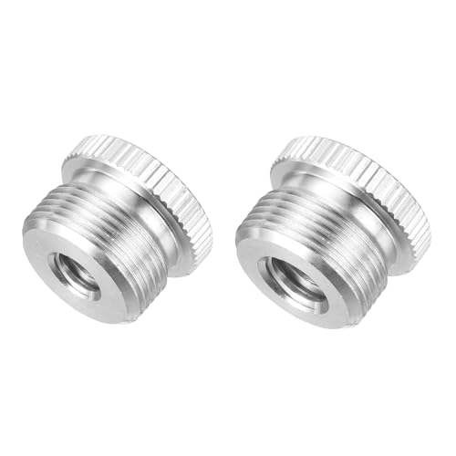 sourcing map Mic Stand Adapter, 5/8" Male to 1/4" Female, 5/8" Male to 3/8" Female Aluminum Alloy Mic Screw Adapter for Microphone Tripod Stand Silver 2 Pcs