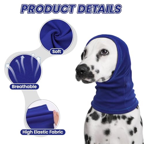 Image of BRKURLEG Dog Calming Hoodie, Dog Ear Muffs for Noise Protection, Pet Anxiety Relief Head Cover and Ears Protector, Dogs Ear Wrap for Grooming Bath and Drying, Blue,M