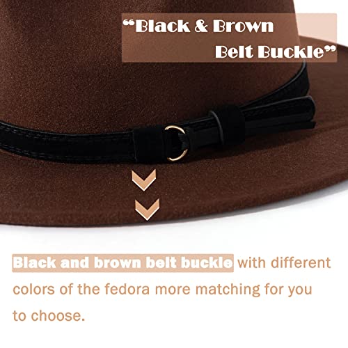 Image of Lisianthus Men & Women Vintage Wide Brim Fedora Hat | Classic Belt Buckle Decor, Adjustable Drawstring, Inner Breathable Sweatband, Timeless Style, Ideal for Travel & Daily