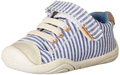 pediped Baby Girls Sneaker Crib Shoe, Blue Stripe, 5 Infant