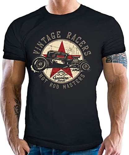 T-shirt Rockabilly Hot Rod : Vintage Racers, Noir , XL