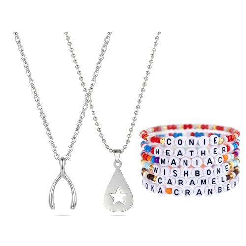 Gujjdgk Wishbone Star Neckalce Bracelets Set Merch Friendship Bracelets Bow for Fans Gift