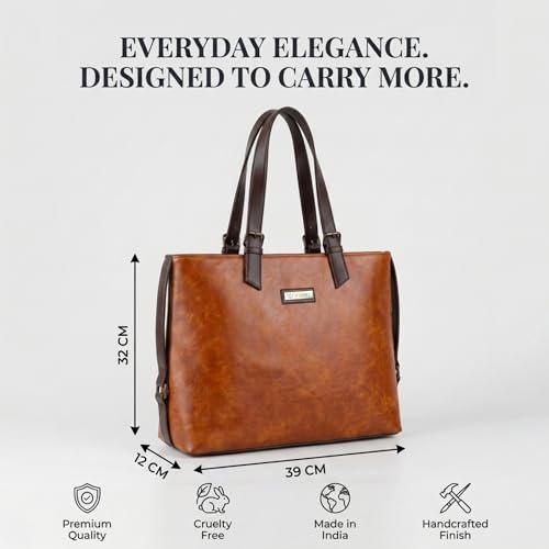 Image of VISMIINTREND Stylish Leather Office Laptop Tote Bag for Women| Shoulder Work Hand Bags for Women | College Bag for Girls | Fits 13 inch,14 inch, 15.6 inch Macbook Laptops