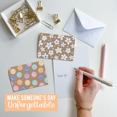 Image of 54 Blank Cards and Envelopes Blank Note Cards Stationery Designed in USA | Kraft Doodle 5 x 3.5 Greeting Card with Envelopes, Notecards and Envelope Set, Cute Card for All Occasion, Stationary Pack