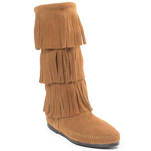 Minnetonka Women's 1637T - Calf Hi 3-Layer Fringe Boot 11 M #TOP12
