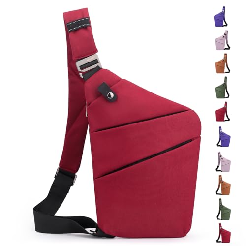 Image of Anti Theft Crossbody Bag,Sling Bag for Women Men,Multi-pocket Chest Shoulder Bag for Travel, Sport, Work