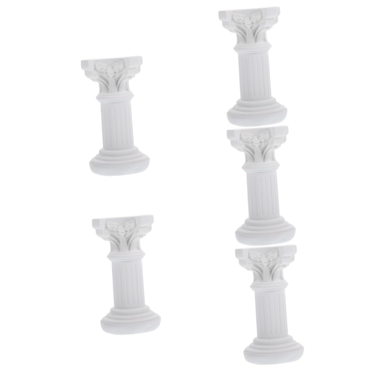 Bougeoir colonne romaine miniature en résine blanche avec plateau stable pour bougies