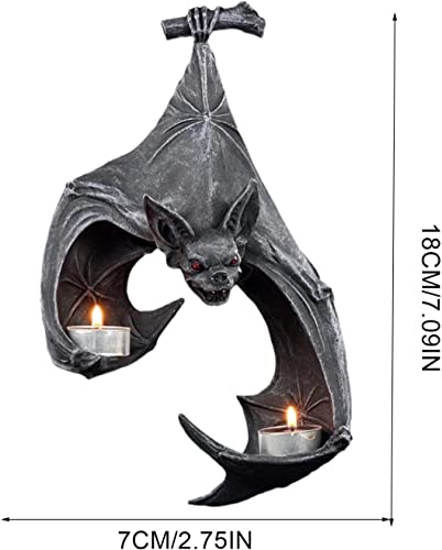 2022 Bat Wall Tealight Holder, Gothic Bat Wall Sconce Candle Holder With Candles, Halloween Candlestick Hanging Decoration For Home Garden Party (2 Pcs) #TOP1