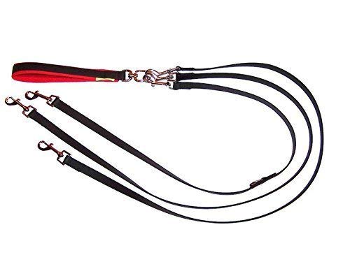 Original Drillingsleine Biothane Doppelleine für DREI Hunde, gepolsterte Handschlaufe, ab 15 kg