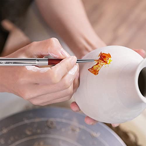 Travel Watercolor Brushes, YIHUALE 5pcs Travel Artist Painting Brushe, Detachable Portable Pocket Brushes Set with Black Leather Bag for Watercolor Acrylic Oil