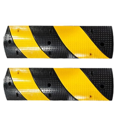 MERXENG 3.3Ft Heavy Duty Recycled Rubber Speed Bump, Pack of 2 Vehicle Traffic Speed Bump 2 Inch High Industrial-Grade for Durable Traffic Calming Hump, 25000Lbs Weight Capacity Road Safety Equipment