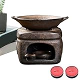 Keramik-Ölbrenner – Keramik-Aromatherapie-Ofen, Schmelzwärmer-Wachsbrenner mit 2 Kerzen, handgefertigter Aromatherapie-Ofen, dekorativ, Kerzenwachs-Räuchergefäß-Set für Yoga, Raum, Zuhause, Meditation