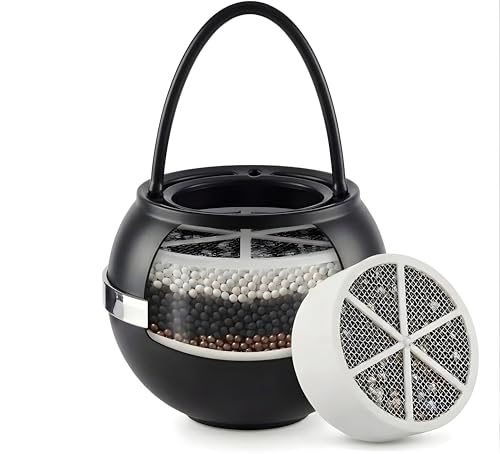 Image of Crystal Quest Bath Ball Filter for Tub Faucet, Bathtub Water Filter, BPA-Free Bathtub Filter, Removes Chlorine, Lead & Impurities, Improves Skin, Hair & Nails, with Extra Cartridge - Black
