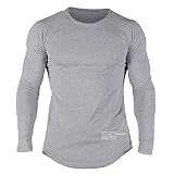 [Manatsulife] 長袖 Tシャツ メンズ シンプル カジュアル 保温 春 秋 冬 部屋着 ジム スポーツ T46 (グレー, XL)