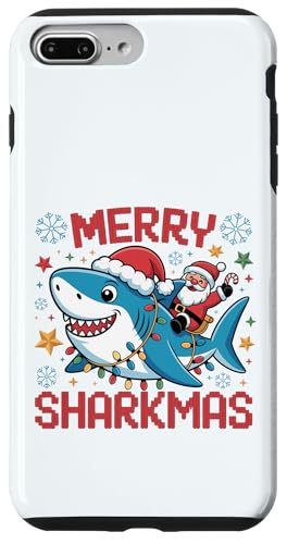 Merry Sharkmas AO[Z[^[ T^ CfBO V[N Cgt X}zP[X iPhone 7 Plus/8 Plus p
