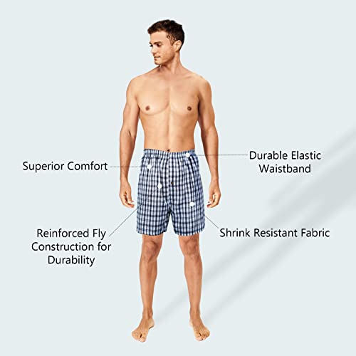 JupiterSecret Men's Woven Boxers Underwear Pack Cotton Boxer Shorts Assorted Colors3