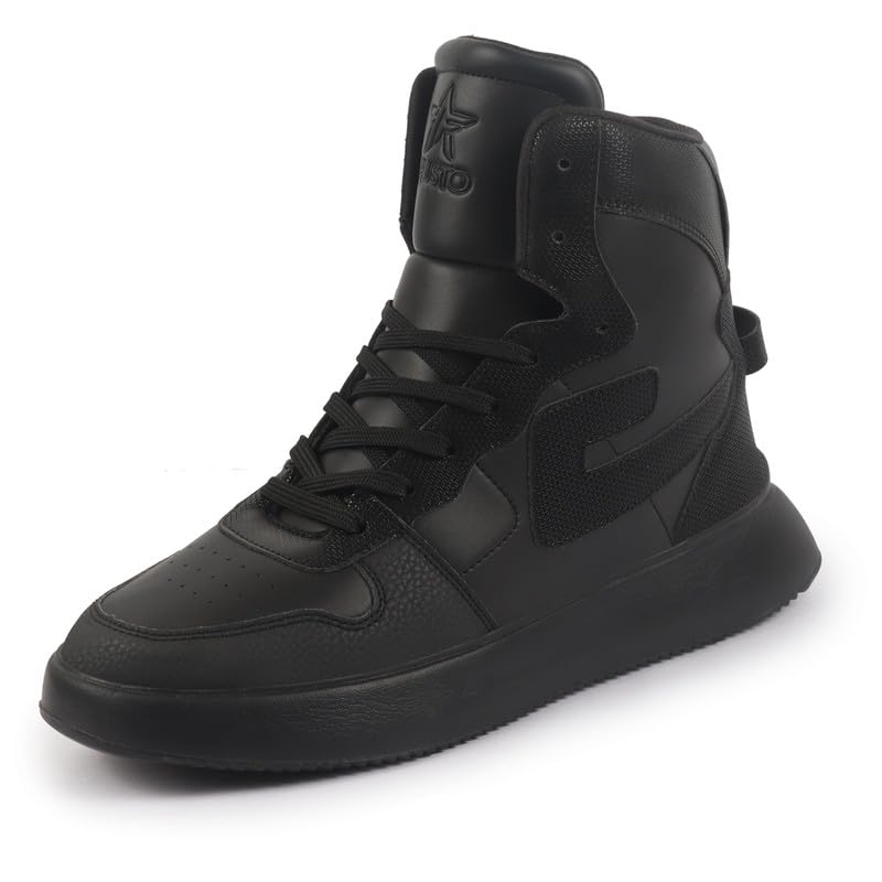 Image of FAUSTO Men's High Top Chunky Classic Lace Up Sneakers|High Ankle Sneakers with Memory Cushion|Lightweight All Day Sneakers