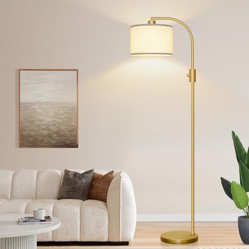 Nintiue F1599 [Upgraded] Dimmable Floor Lamp, 1200 Lumens Led Bulb Included, Gold Arc Floor Lamps For Living Room Modern Standing Lamp With Linen Shade thumb #4