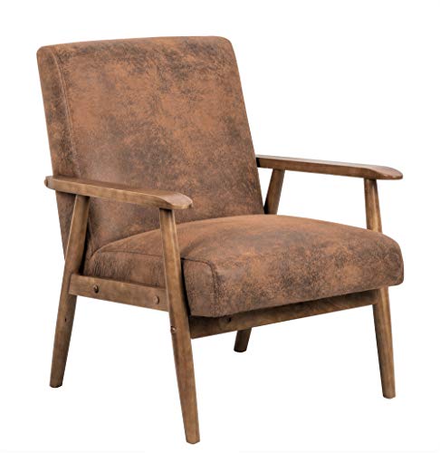 Container Furniture Direct Barlow Modern Vintage Open-Framed Arm Living Room Chair, 30.5", Light Brown