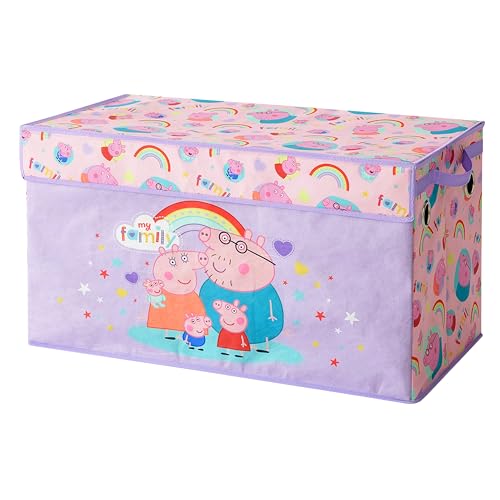 Peppa Pig Collapsible Storage Trunk with Lid Large Chest Organizer for Kids Bedroom Playroom & Nursery Durable Fabric Toy Box with Handles