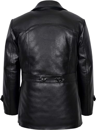 Men's Kriegsmarine German Ww2 Dr Who Reefer Hide Leather Jacket Coat Mens Leather Car Coat4