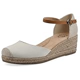 WHITE MOUNTAIN Women's Maintain Mini-Heel Espadrille Sandal, Natural/Fabric, 7.5 W