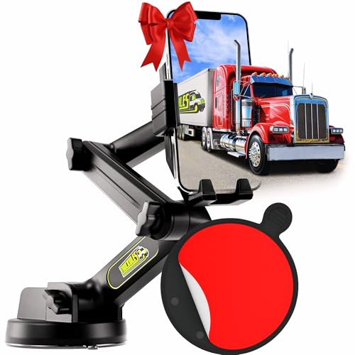 Phone Mount for Truck Phone Holder for Truck - Heavy Duty Suction Cup + Dashboard Pad, Mobile Device