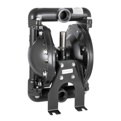 Pneumatic Diaphragm Pump Air-Operated Double Diaphragm Pump, Air-Operated Waste Oil Transfer Pump, 35 GPM Max 120PSI Aluminum Black
