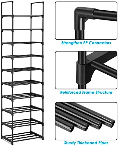 10 Tiers Vertical Shoe Rack, Narrow Shoe Rack, Free Standing Stackable Shoe Rack Organizer, Tall Shoe Rack Hold At Least 20 Pairs Shoe for Closet Bedroom Entryway