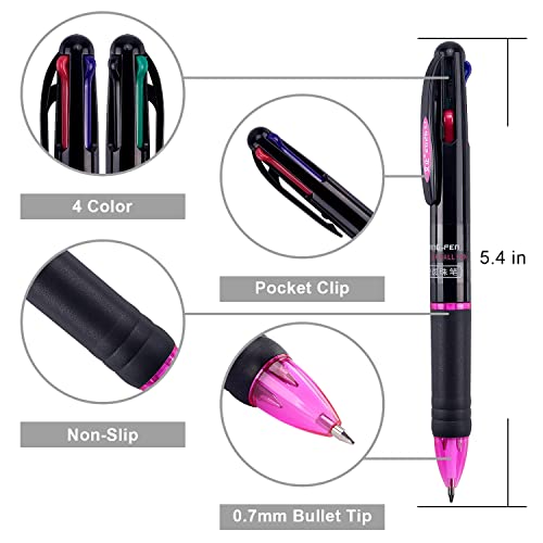 8 Pack Multicolor Ballpoint Pens 4-In-1 0.7Mm Colored Retractable Ballpoint Gift Pens For Office School Supplies Students Gift #TOP1