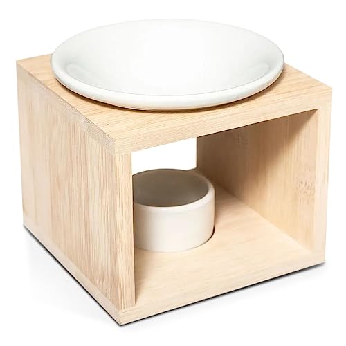 TIENDA EURASIA - Quemador de Aceites Esenciales, Esencias, Perfume, Cerámica y Madera, Quemador de Esencias, Incienso, Cera, Difusor de Aromaterapia, para SPA