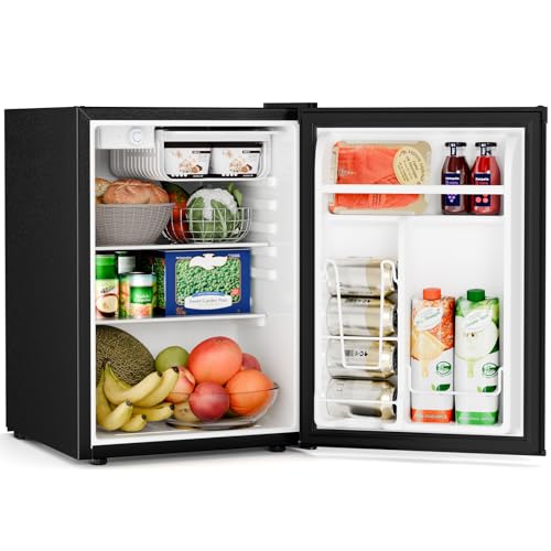 Image of Antarctic Star 2.6 Cu.Ft.Compact Refrigerator with Freezer, Mini Fridge Single Door with Adjustable Thermostat,Removable Glass Shelves for Apartment,Dorm,Office,Kitchen,BLACK