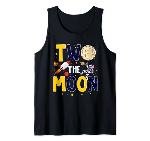 Two The Moon Birthday Outfit Girl Boy 2 Year Old Astronauta Camiseta sin Mangas