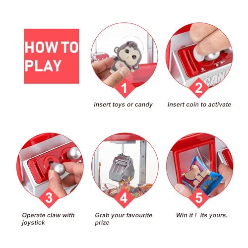 Dhouse Candy Grabber Süßigkeitenautomat Machine Dispenser Machine Spiel Candy Clip und Dispenser Grab Hand Slot Machine Rot