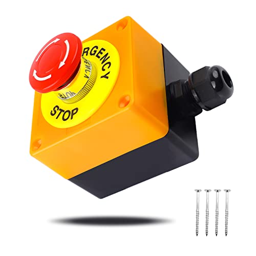 Interruptor De Emergencia Botón, KINHARD Interruptor de Emergencia Interruptor de Botón de Seta 1NC 1NO 660V 10A se puede Utilizar para Controlar el Relé de Contactor de Arranque Electromagnético Cover