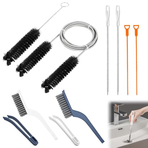FuxFuis 8PCS Cepillo de Limpieza de Tuberías Cepillo Flexible para Desagüe Cepillo Desatascador Tuberias Cepillo Limpiador de Conductos Herramientas para Desatascar el Desagüe para Cocina Ducha Lavabo