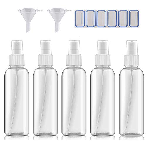 DreiWasser 5x 100ml Zerstäuber Sprühflaschen leer, Sprayflasche für Parfüms, Öle und Festiger