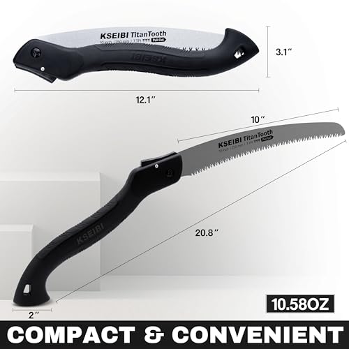 KSEIBI 310950 Folding Hand Saw 10 Inch with SK-4 Steel Blades, Japanese Technology, Ideal for Cutting Soft and Hard Wood (Black Edition)