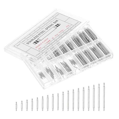 uxcell 360pcs 1.5 x 8 to 25mm Watch Spring Bar Pins Kit, Stainless Steel Watch Band Link Pins Spring Bars Repair Tool for Metal Chain Leather Strap Watch, Silver