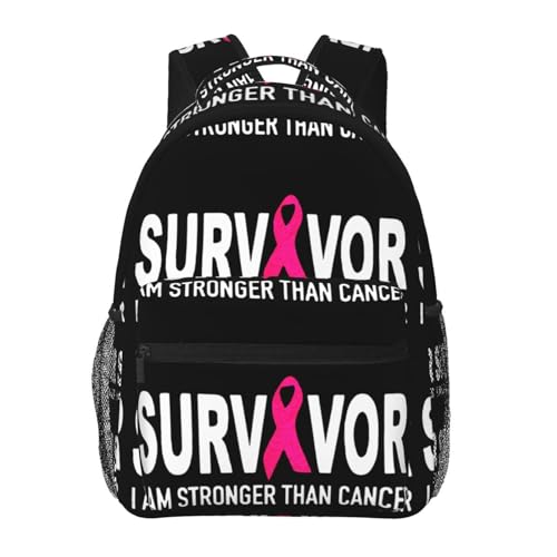 Men Women Lightweight Breast Cancer Survivor Pink Ribbon Black Art Backpack Large Capacity Bookbag With Smooth Zippers for Gym Business Running, Pattern 673