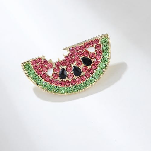 Image of Crystal Fruit Brooch for Women Men Colorful Rhinestones Lapel Pin Beautiful Watermelon Brooches Jewelry for Dresses Hat Bag