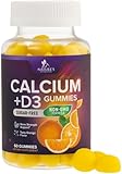 Calcium Supplement Gummies - Sugar Free Calcium Gummy with Vitamin D3 for Best Absorption - Supports Immune Health, Bones & Teeth - Nature's Calcium Chews for Women & Men - Orange Flavor - 60 Gummies