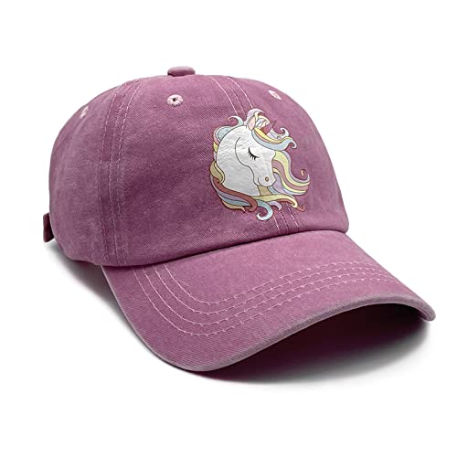 Nvjui Jufopl Girls' Cute Unicorn Hat, Adjustable Gift Baseball Cap For Kids Ages 3-11 Pink #TOP3