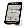 Temtop Moniteur de CO2 Dioxyde de Carbone Moniteur de Qualité de l'air Intérieur Portable, Capteur Mesure CO2 Température Humidité Temps pour Maison Bureau Ecole