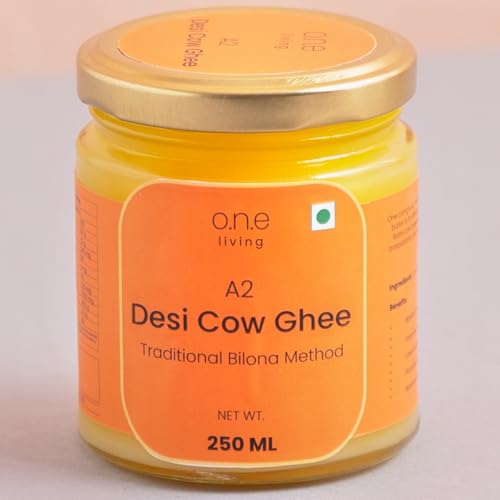 Image of A2 Desi Cow Ghee 250ml, Traditional Bilona Method Ghee, Pure Natural, Healthy, Organic Desi Ghee, Perfect for Cooking, Glass Jar, 250ml